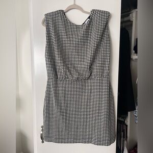 Mango Black and White Checkered Midi Dress